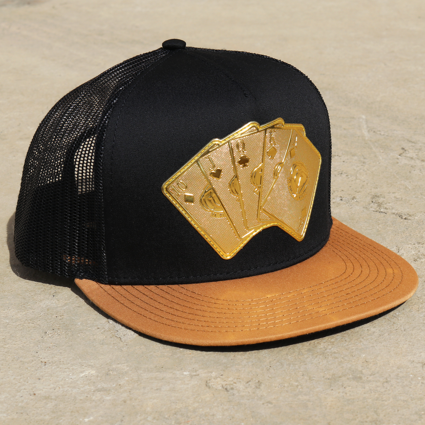 Baraja De Oro Caramel/Black flat visor hat / gorra de visera plana