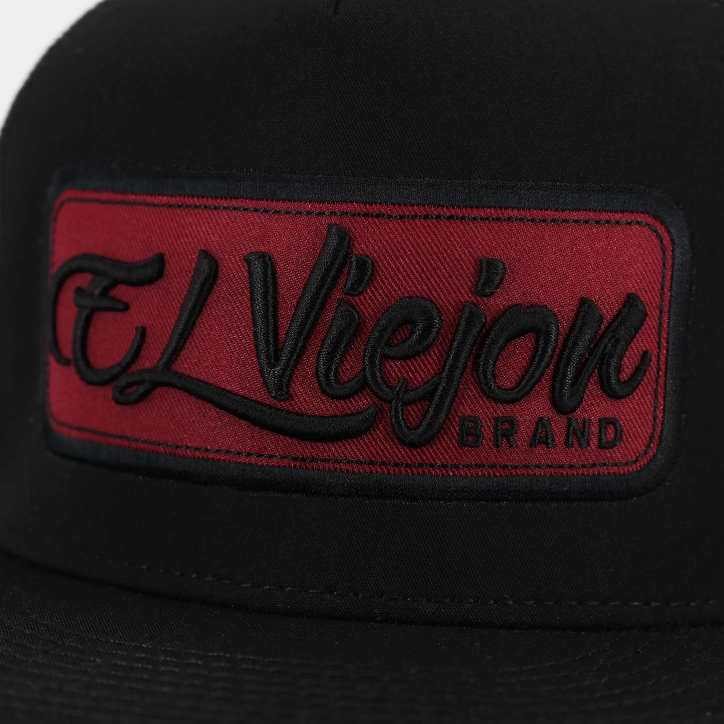 EVPatch Black (Maroon Patch) flat visor hat / gorra de visera plana