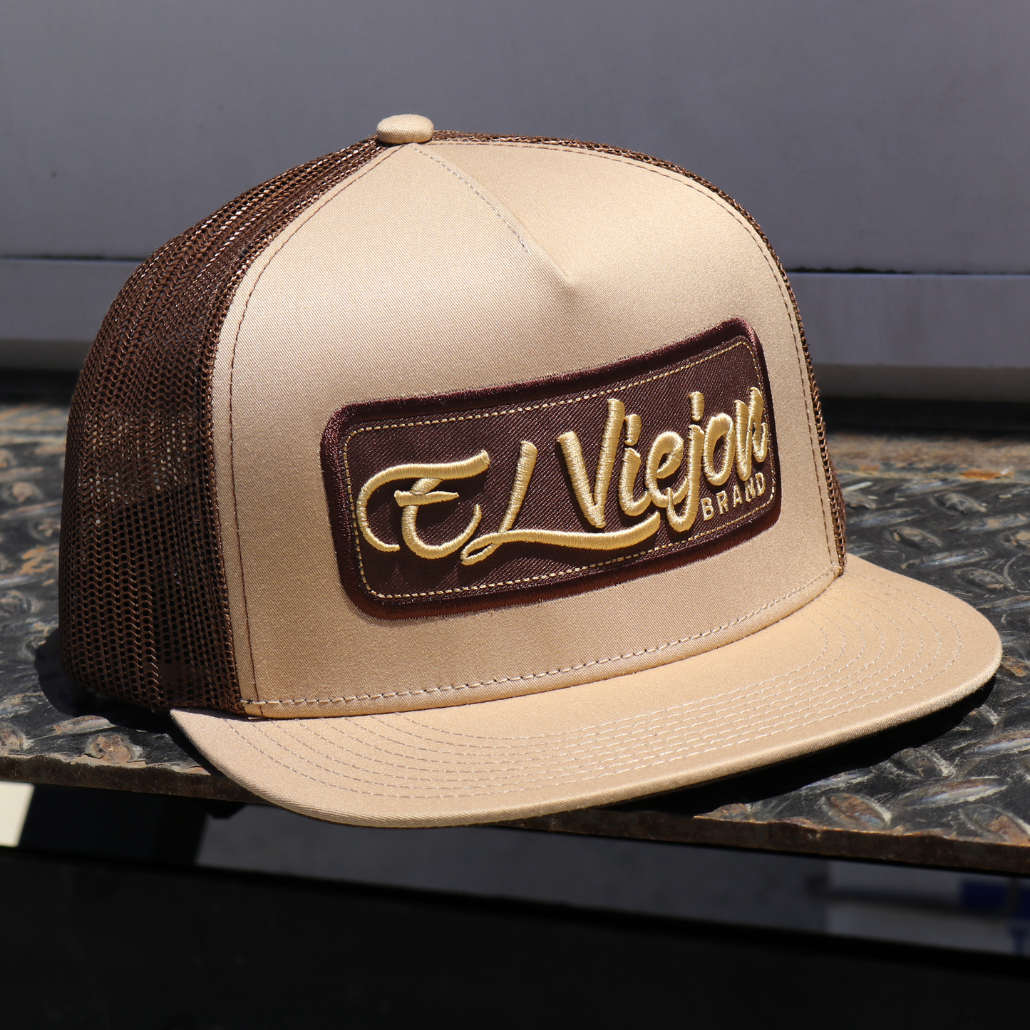 EVPatch Khaki/Brown (BROWN Patch) flat visor hat / gorra de visera plana