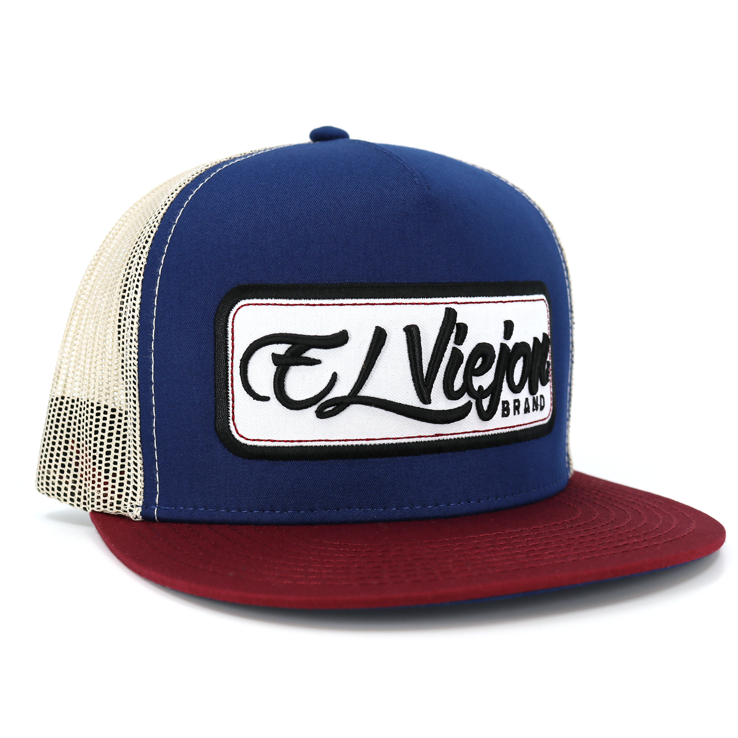 EVPatch Maroon/Navy/Tan flat visor hat / gorra de visera plana