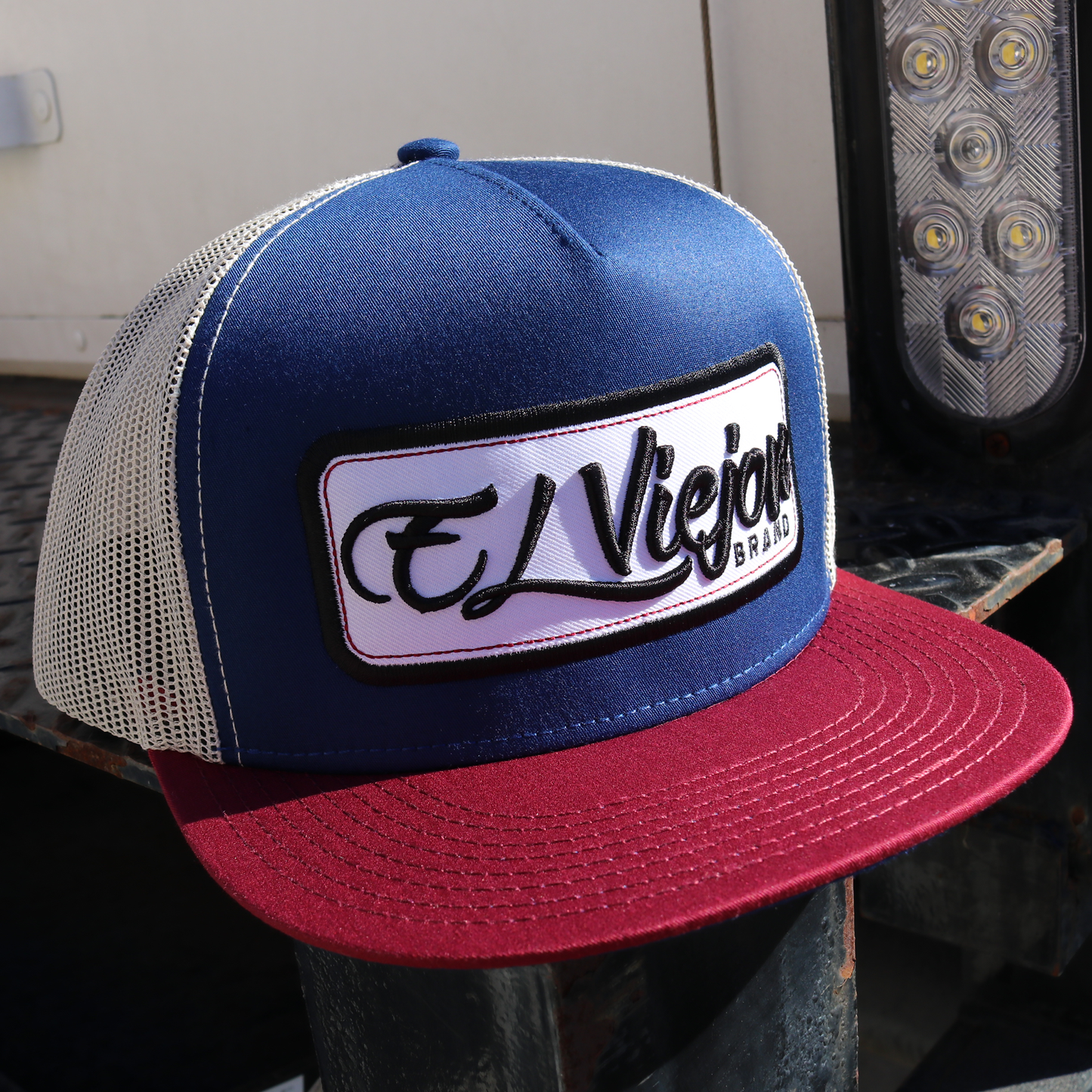 EVPatch Maroon/Navy/Tan flat visor hat / gorra de visera plana