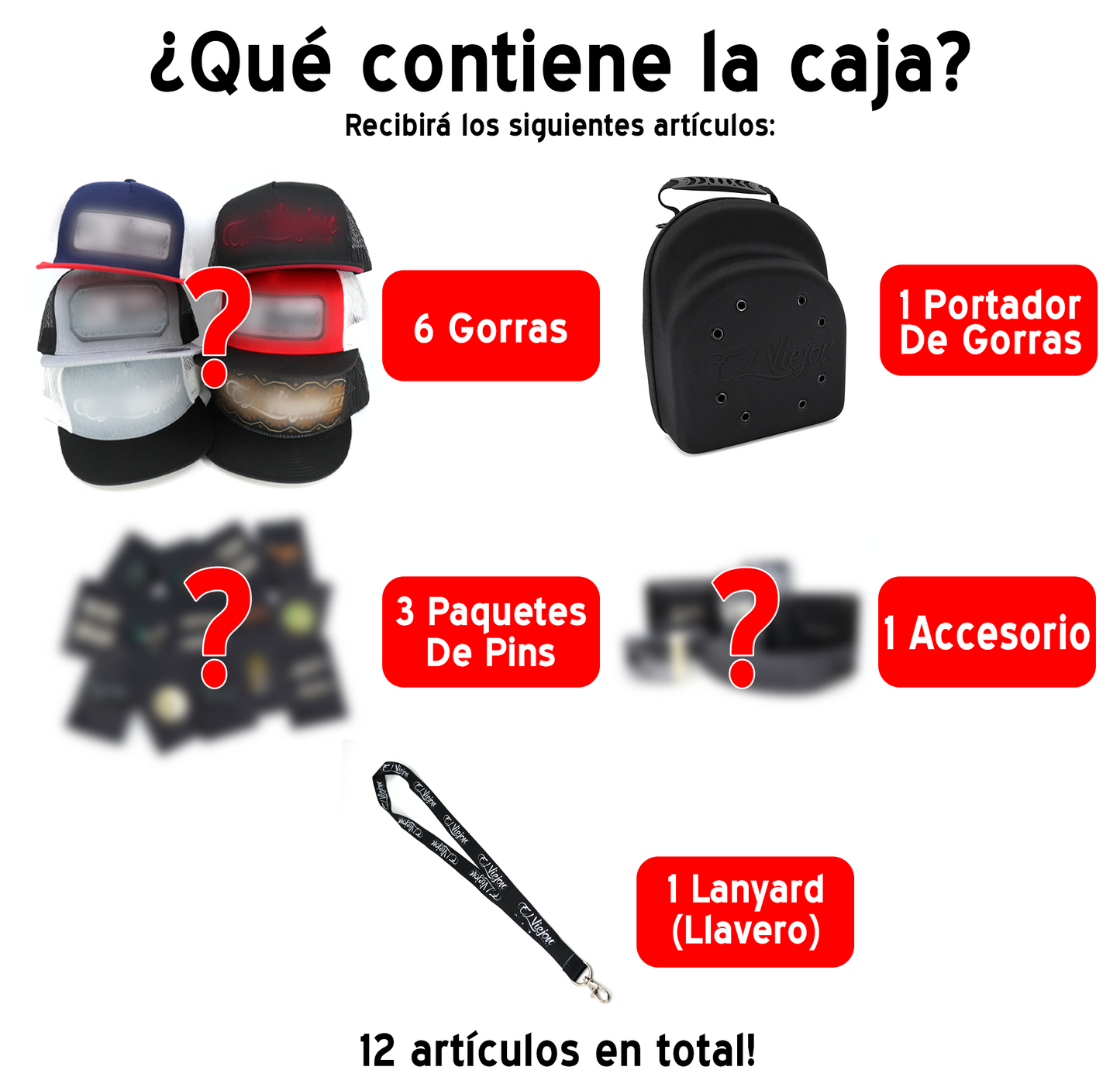 Mystery Box - Portador con 6 gorras