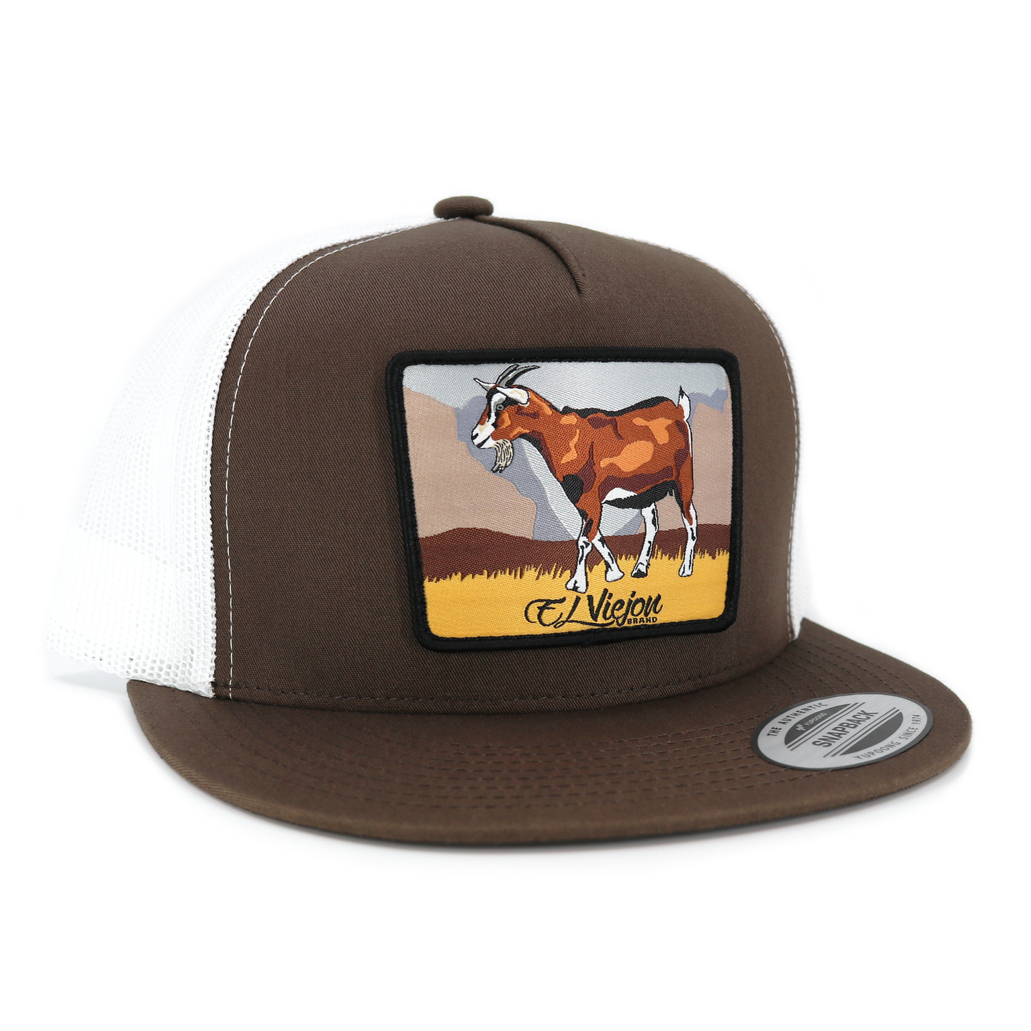 Chivo Brown/White flat visor hat / gorra de visera plana