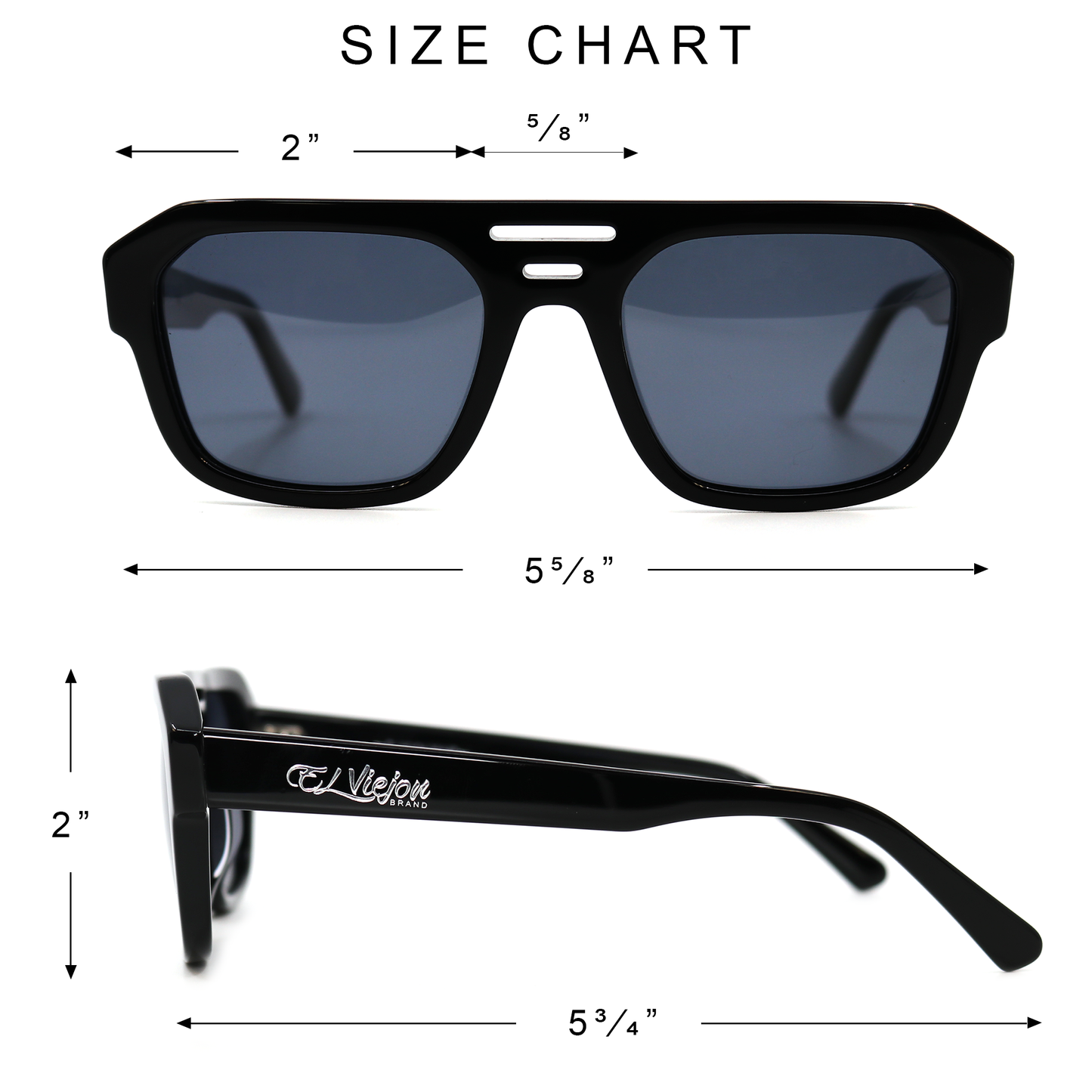 Black acetate Gobernador sunglasses with polarized UV400 lenses and El Viejon Brand logo.