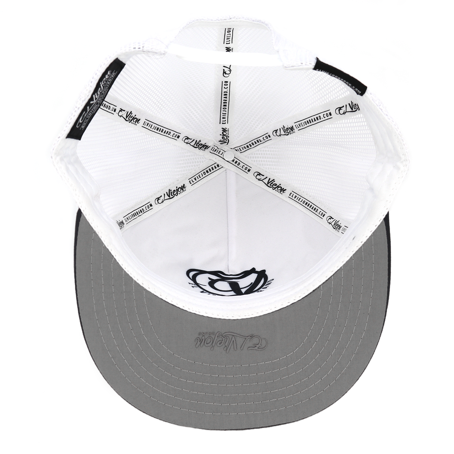 No Pasa Nada charcoal/grey/white flat visor hat with white mesh and adjustable snapback.