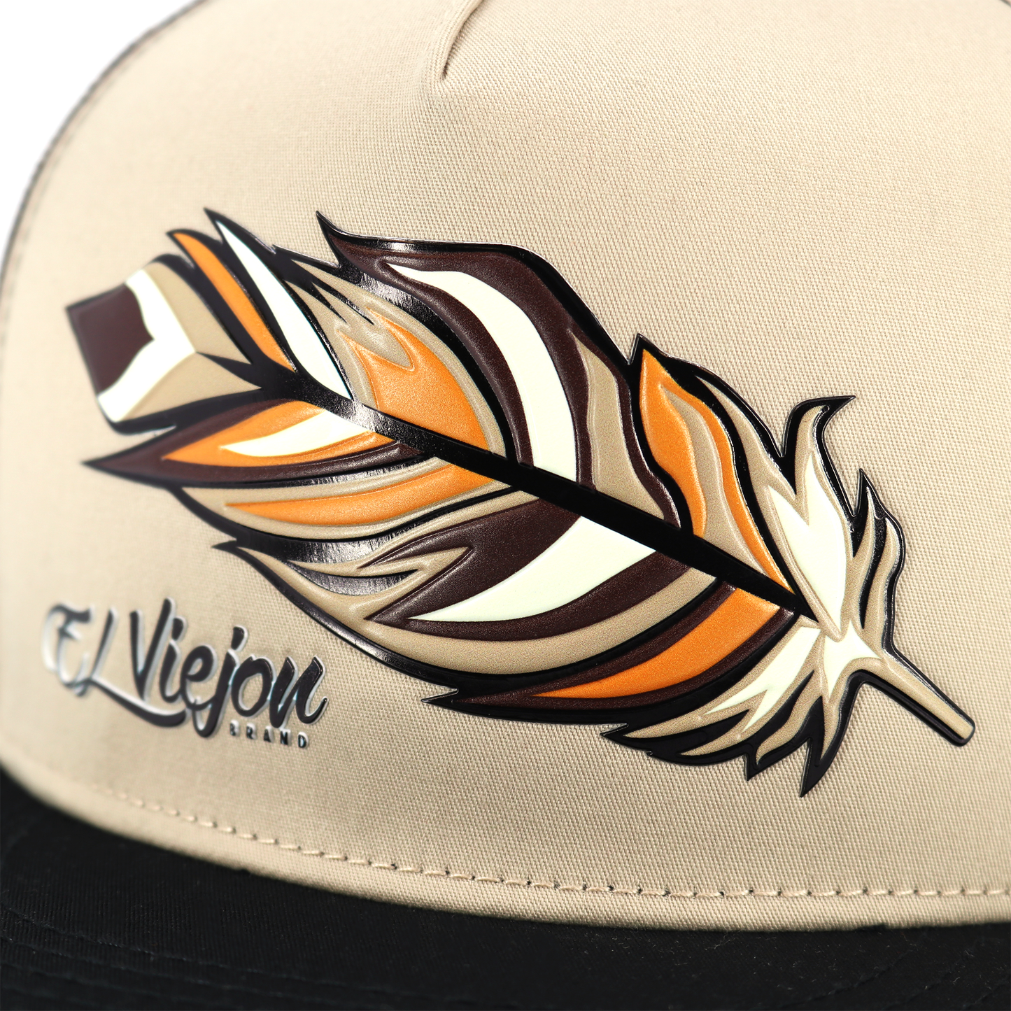 Pluma Black/Tan/Brown flat visor hat / gorra de visera plana