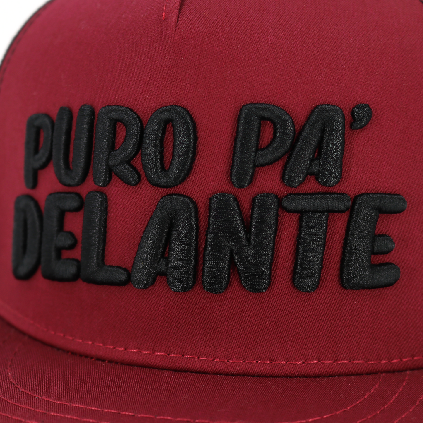 Puro Pa' Delante Maroon/Black flat visor hat / gorra de visera plana