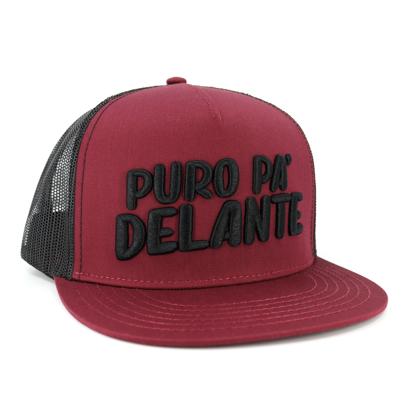 Puro Pa' Delante Maroon/Black flat visor hat / gorra de visera plana