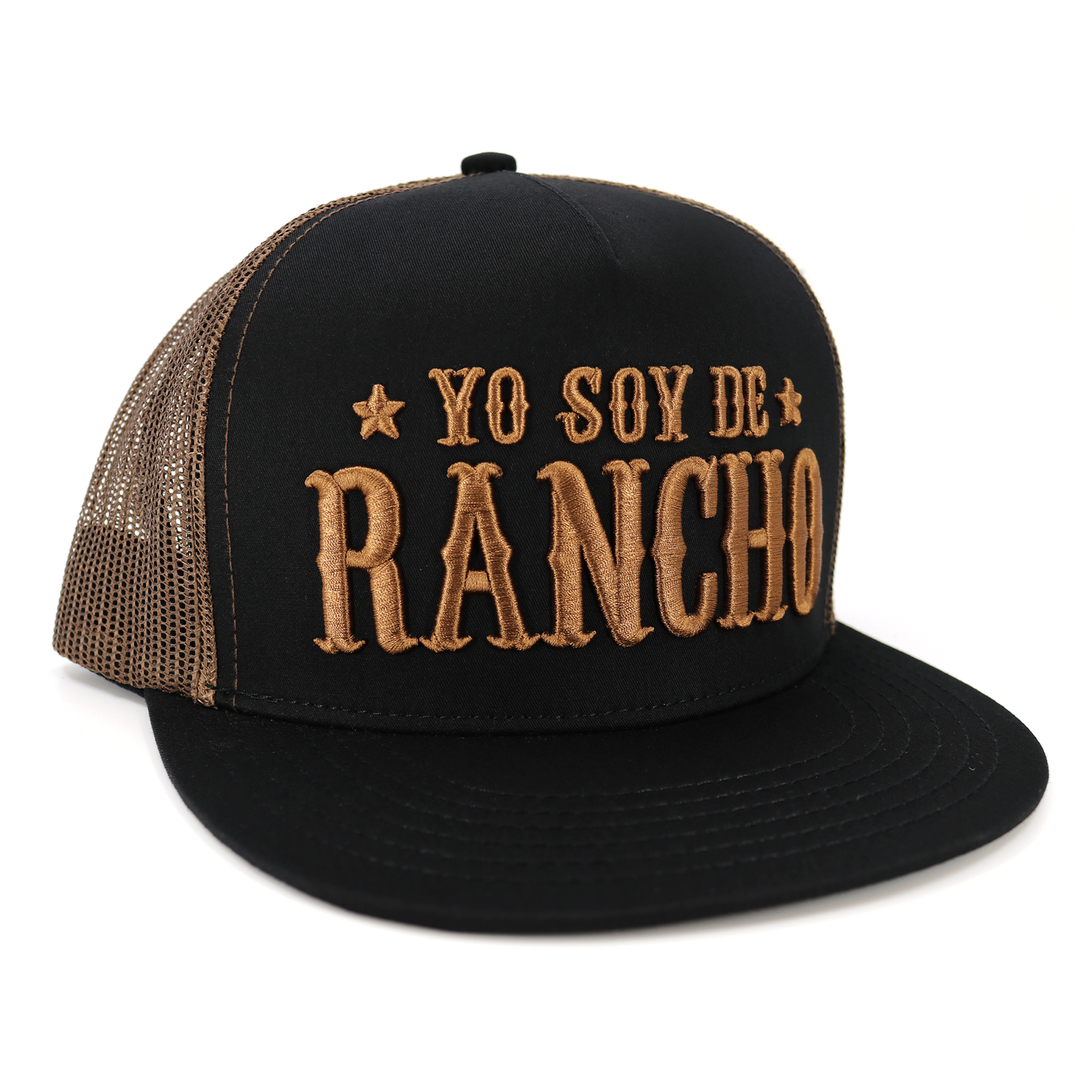 Yo Soy De Rancho Black/Brown flat visor hat / gorra de visera plana