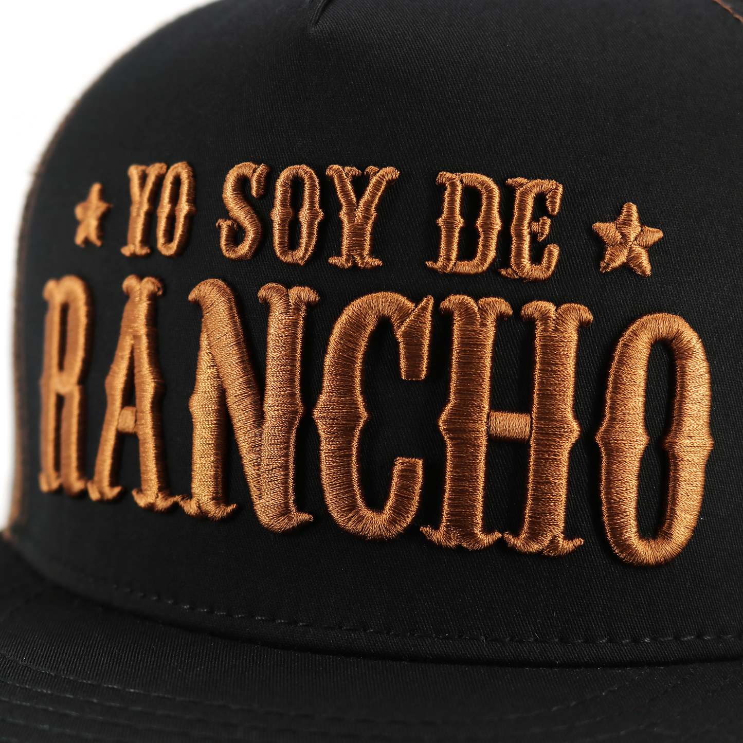 Yo Soy De Rancho Black/Brown flat visor hat / gorra de visera plana