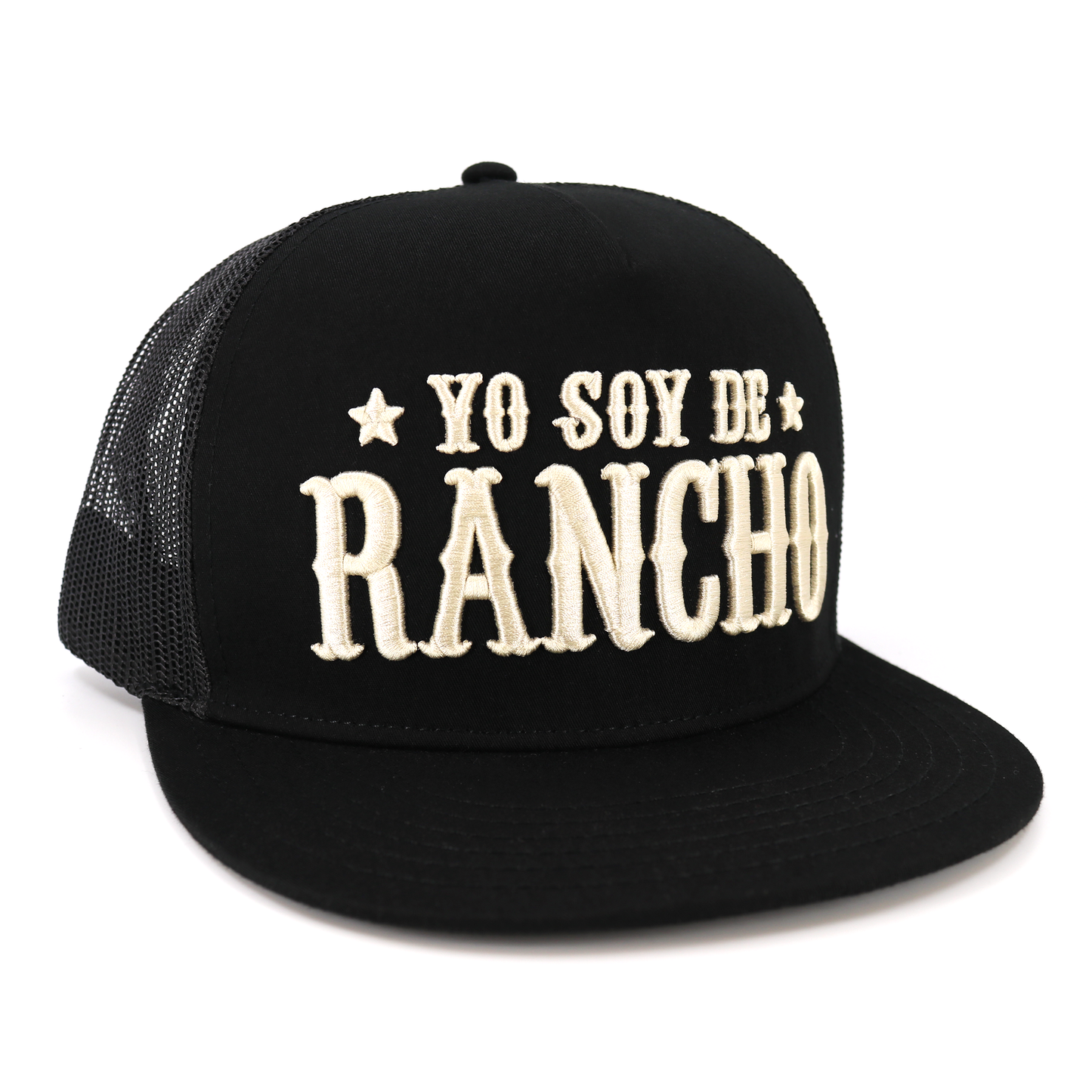 Yo Soy De Rancho Black flat visor hat / gorra de visera plana