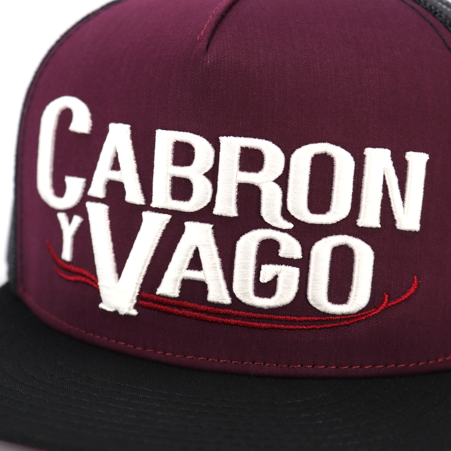 Cabron Y Vago Black/Maroon/Black flat visor hat / gorra de visera plana