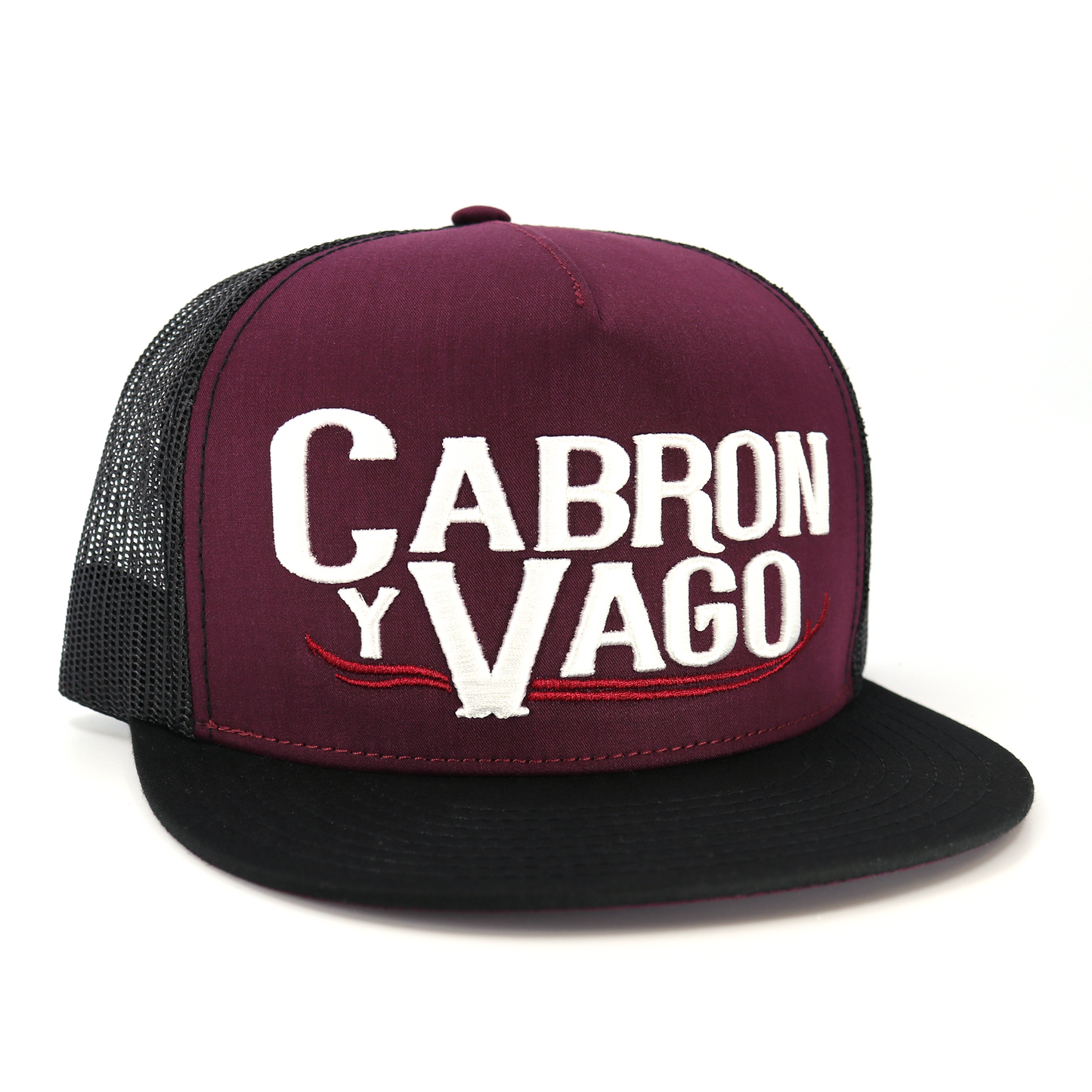 Cabron Y Vago Black/Maroon/Black flat visor hat / gorra de visera plana