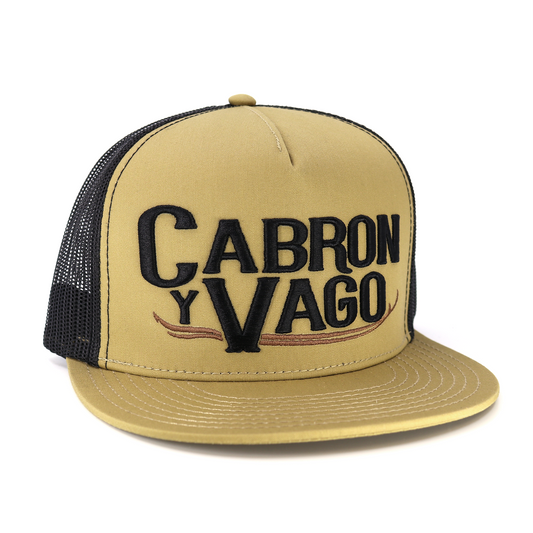 Cabron Y Vago Mocha/Black flat visor hat / gorra de visera plana