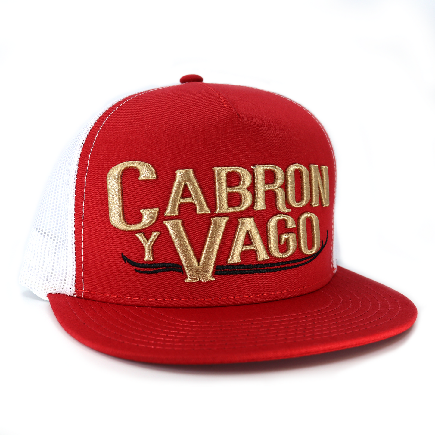 Cabron Y Vago Light Red/White flat visor hat / gorra de visera plana