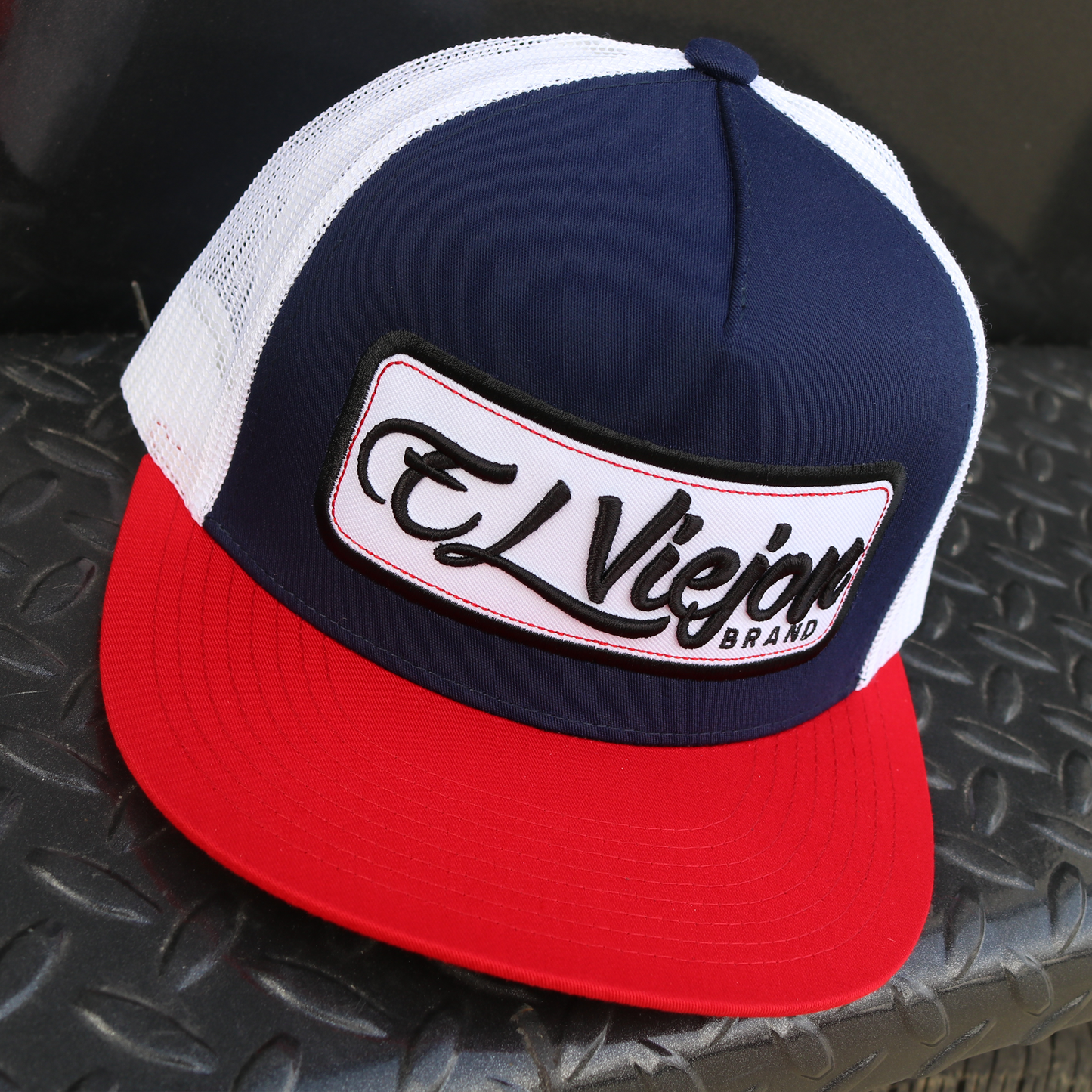 EVPatch Red/Navy/White flat visor hat / gorra de visera plana