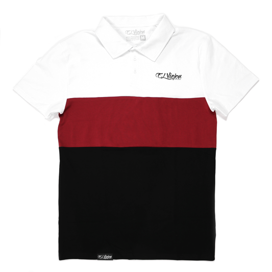 Polo Shirt - White/Maroon/Black