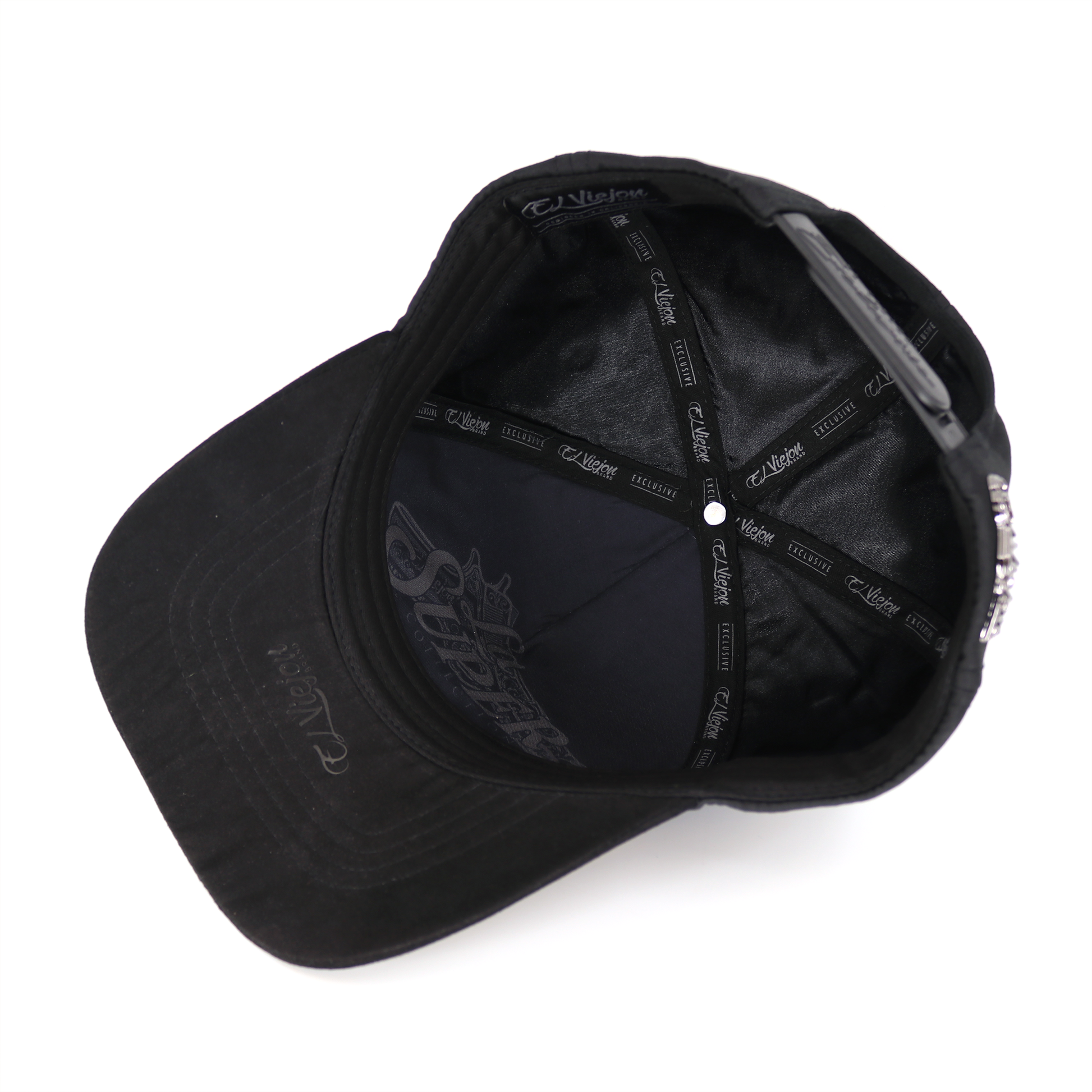 Black cap with brand logo on a white background