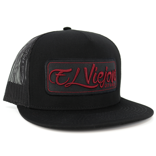 EVPatch Black (Black Patch / Maroon Logo) flat visor hat / gorra de visera plana