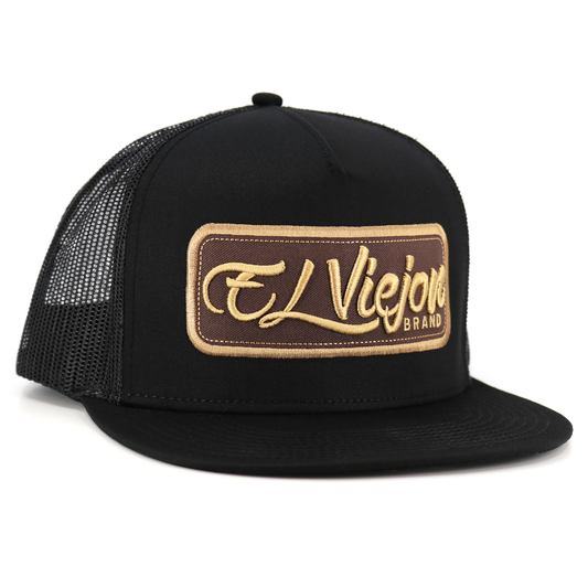 EVPatch Black (Brown Patch) flat visor hat/ gorra de visera plana