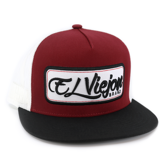 EVPatch Black/Maroon/White flat visor hat / gorra de visera plana