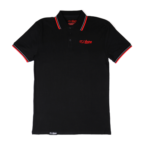 Polo Shirt - BLACK stripe collar