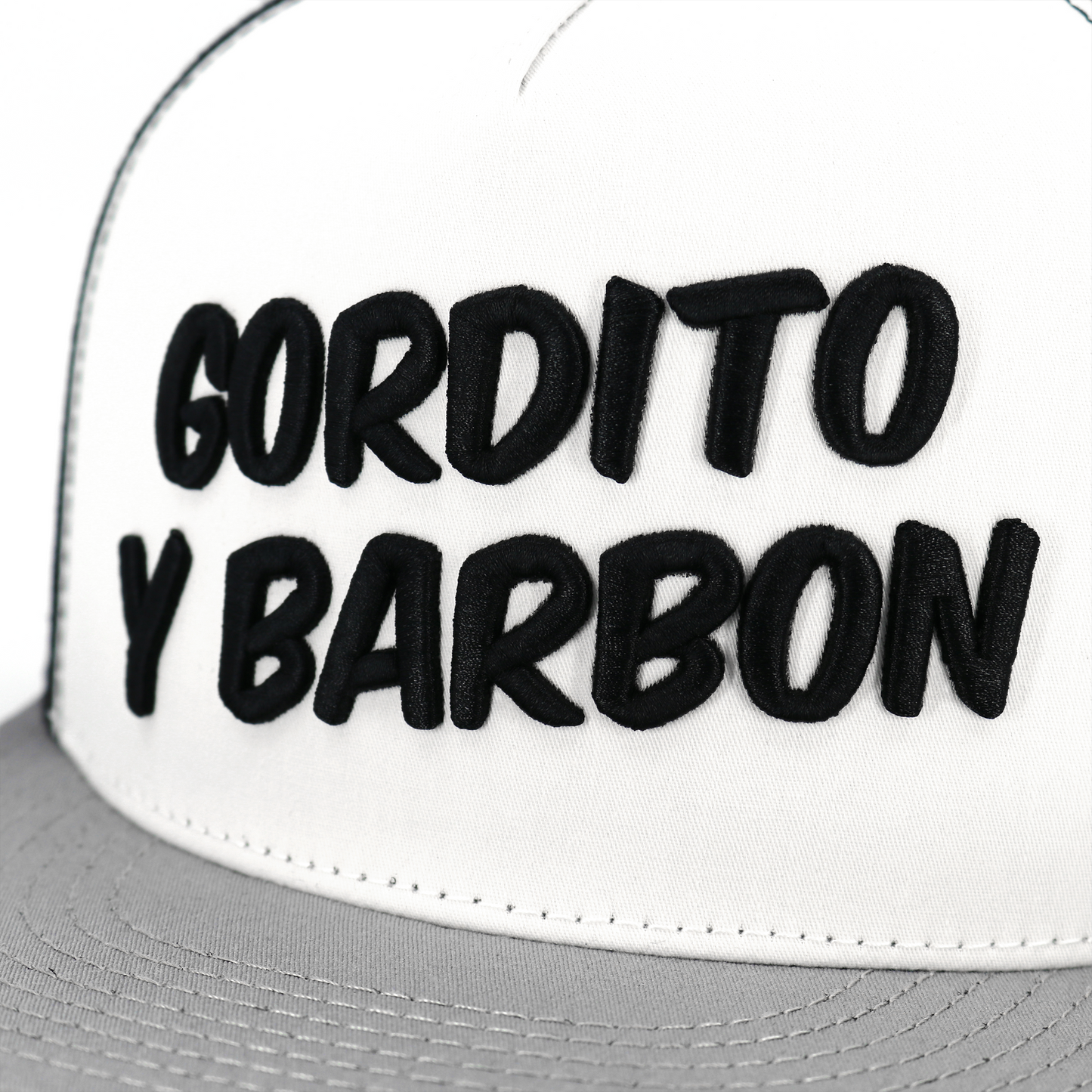 Gordito Y Barbon Grey/White/Black flat visor hat / gorra de visera plana