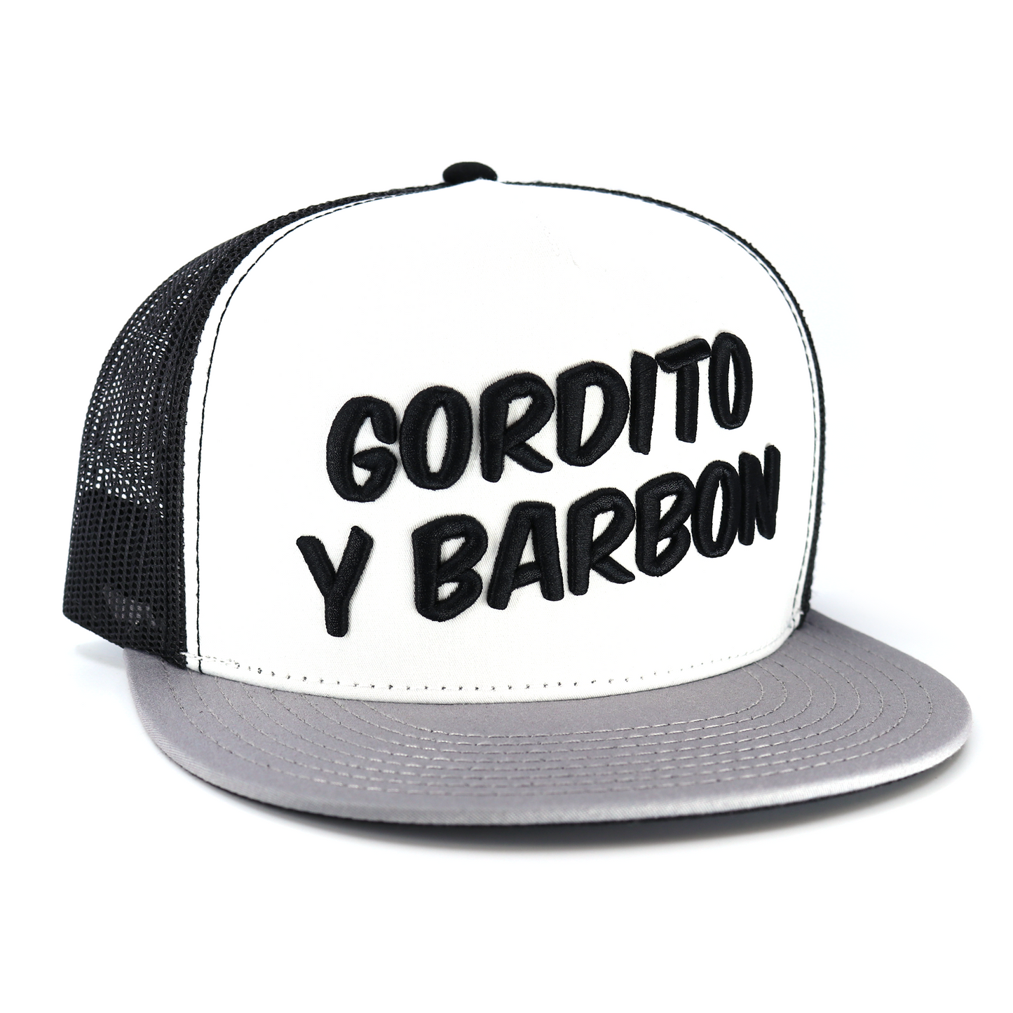 Gordito Y Barbon Grey/White/Black flat visor hat / gorra de visera plana