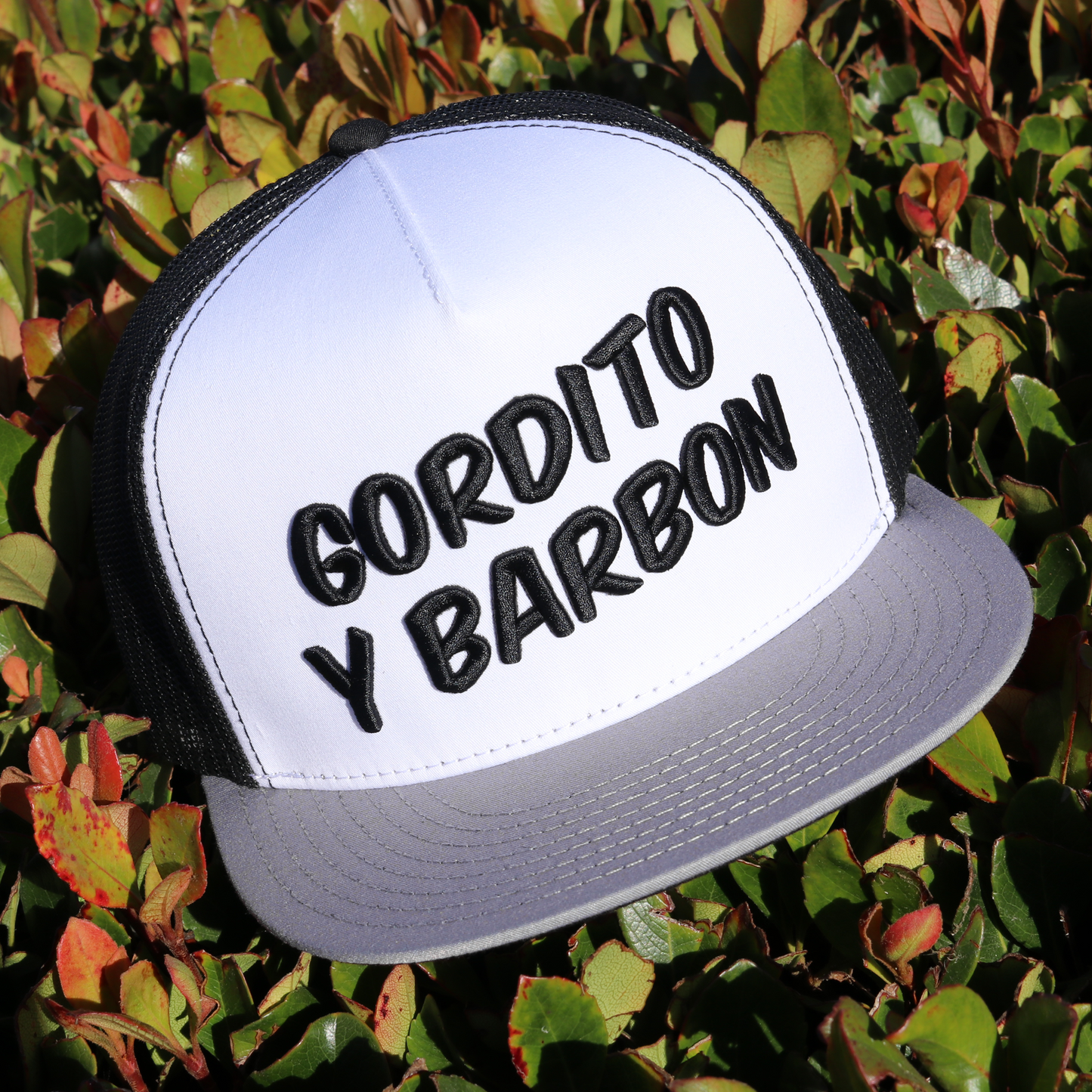 Gordito Y Barbon Grey/White/Black flat visor hat / gorra de visera plana