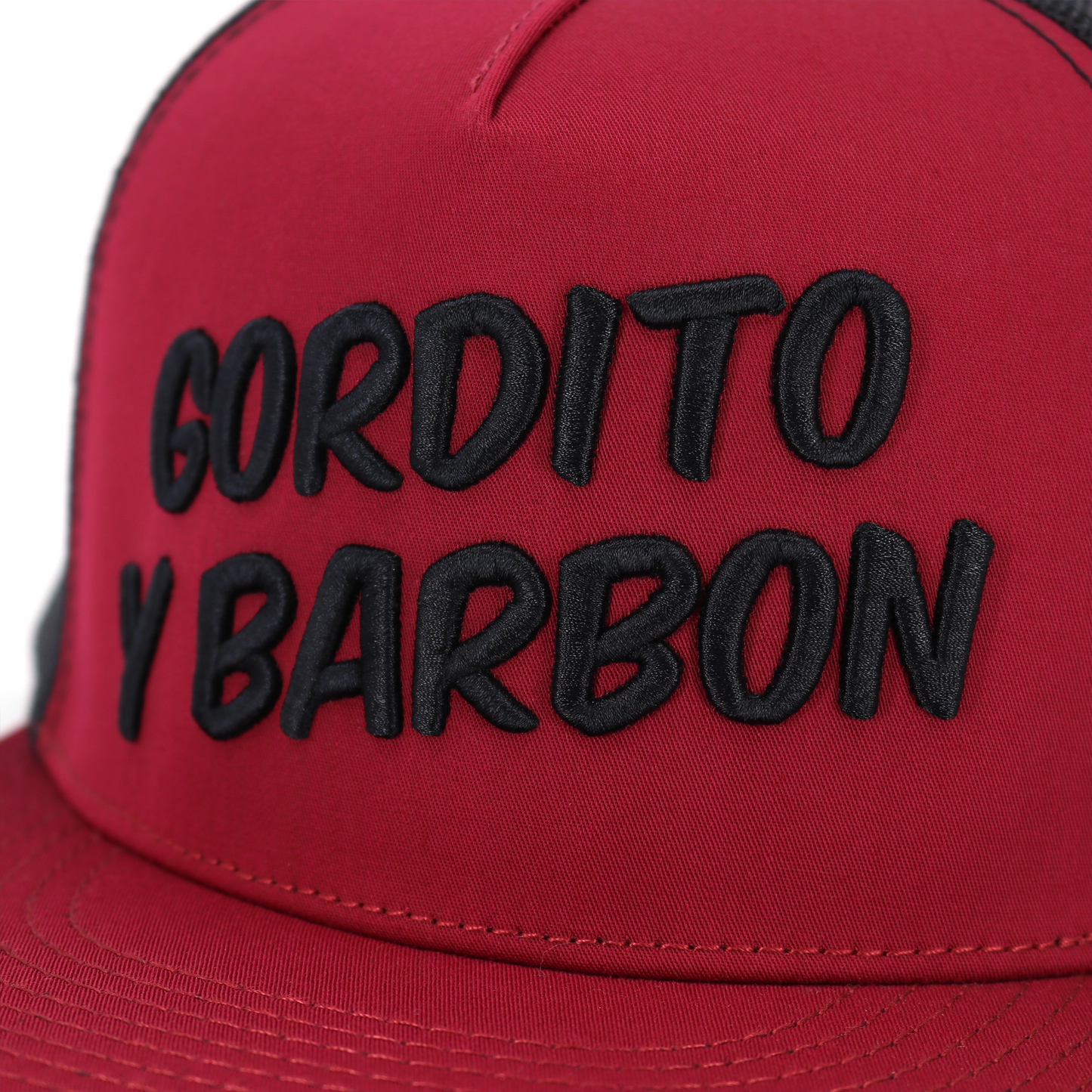 Gordito Y Barbon Maroon/Black flat visor hat / gorra de visera plana