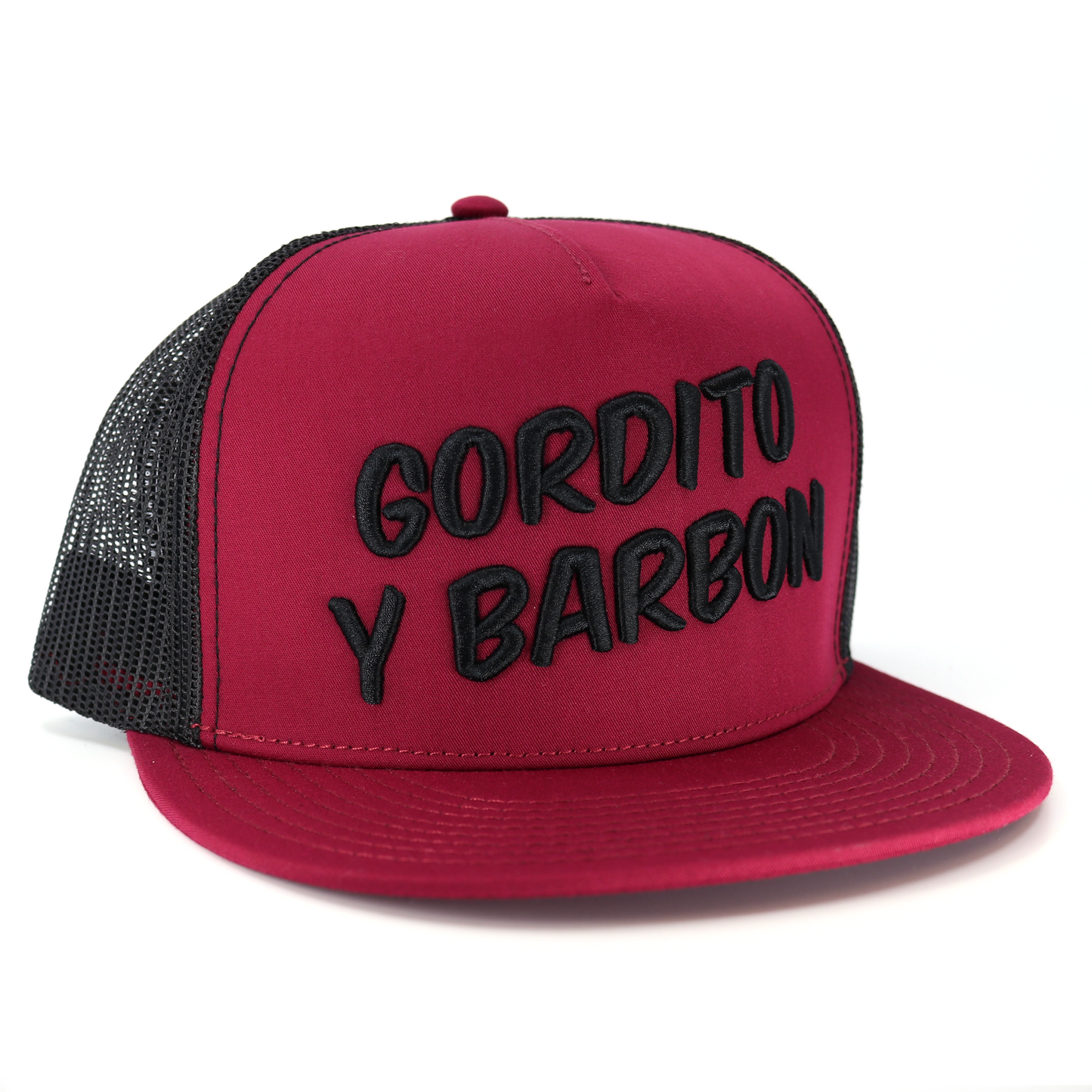 Gordito Y Barbon Maroon/Black flat visor hat / gorra de visera plana