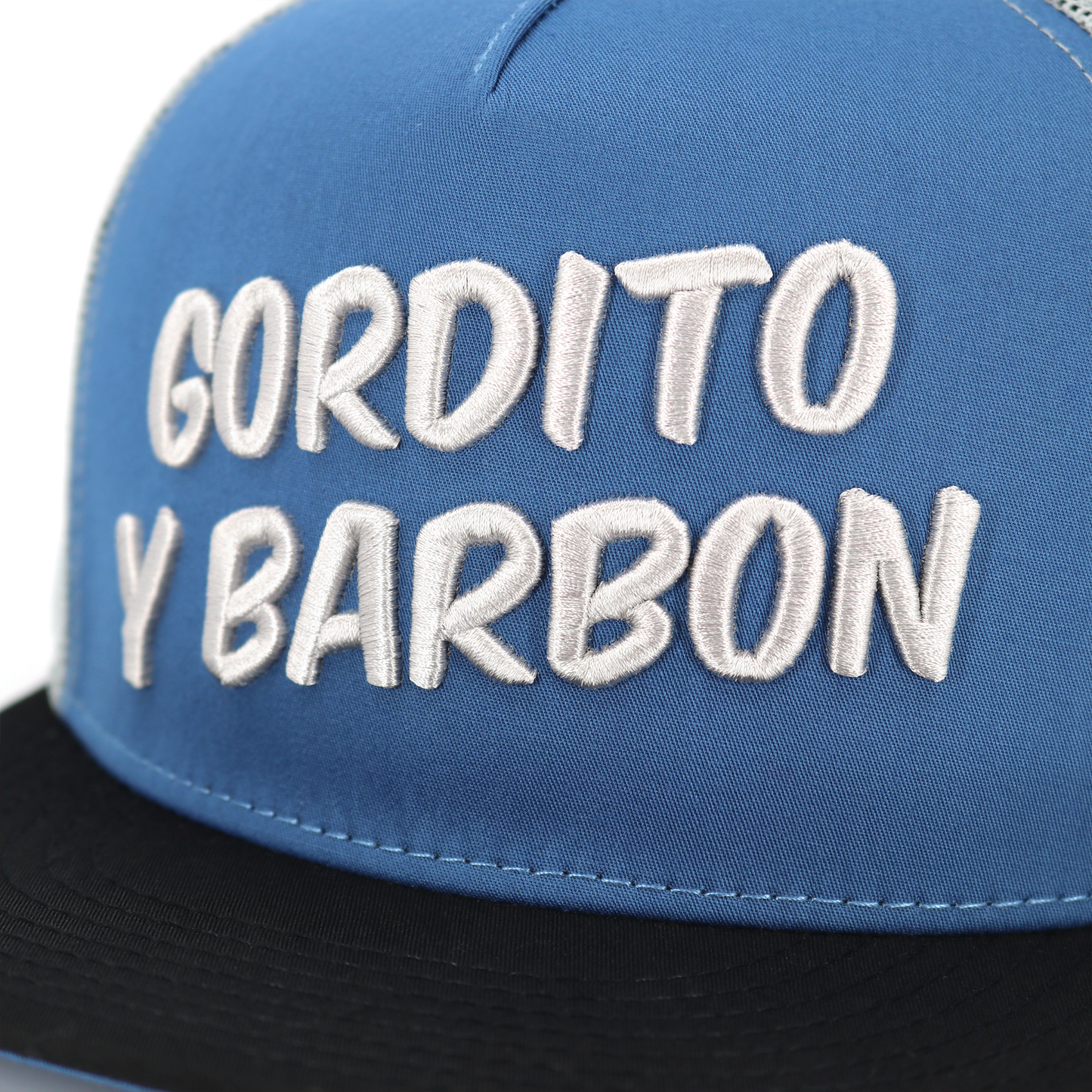 Gordito Y Barbon Black/Blue/Grey flat visor hat / gorra de visera plana