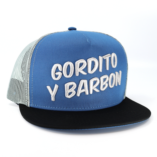 Gordito Y Barbon Black/Blue/Grey flat visor hat / gorra de visera plana