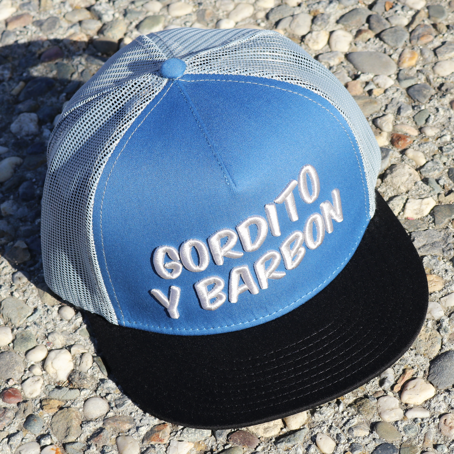 Gordito Y Barbon Black/Blue/Grey flat visor hat / gorra de visera plana