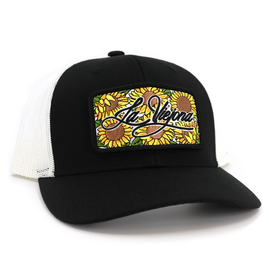 Girasol Black/White classic visor hat / gorra de visera clasica