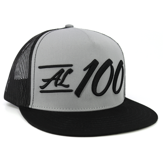 Al 100 Black/Grey/Black flat visor hat / gorra de visera plana