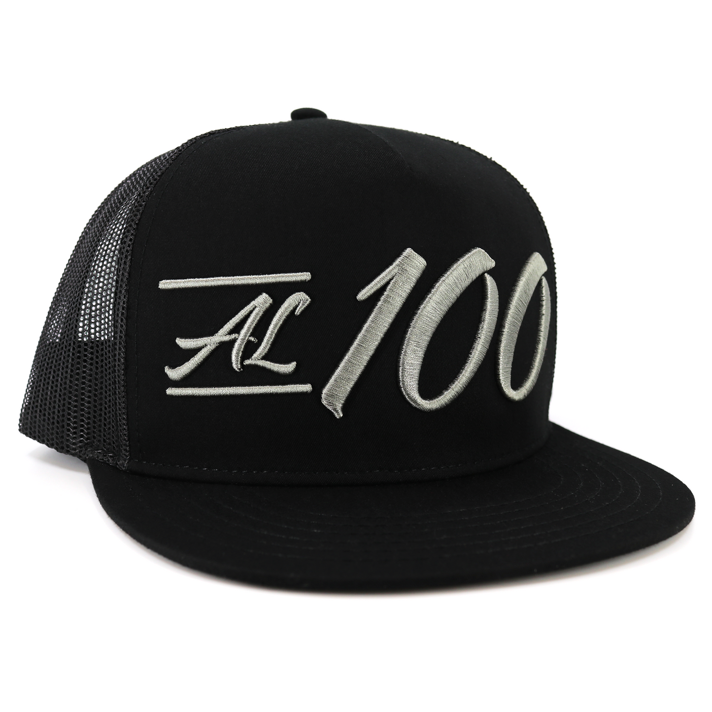 Al 100 Black flat visor hat / gorra de visera plana