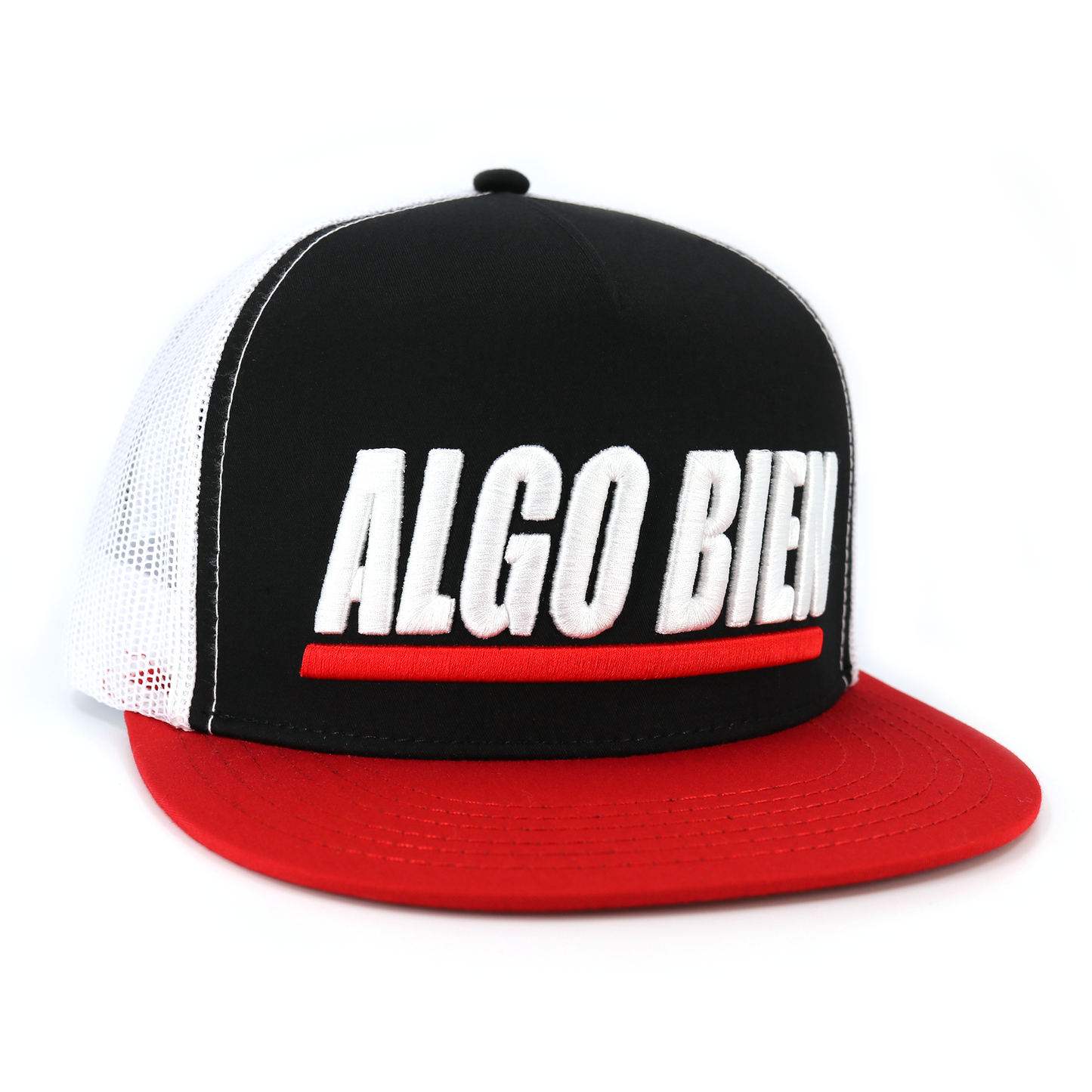 Algo Bien Red/Black/White flat visor hat / gorra de visera plana