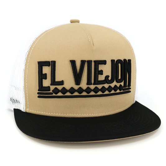 Apache Black/Khaki/White flat visor hat