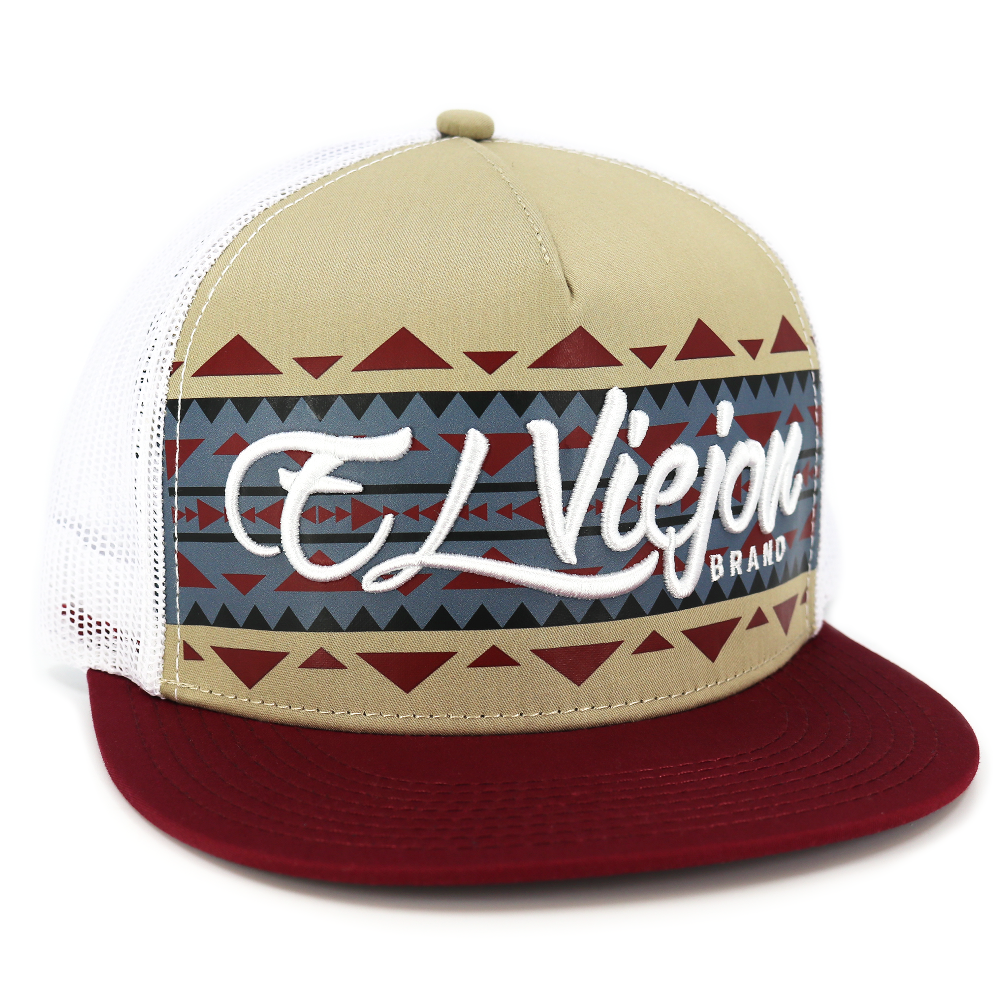 arizona-maroon-khaki-white-flat-visor-hat-el-viejon-brand