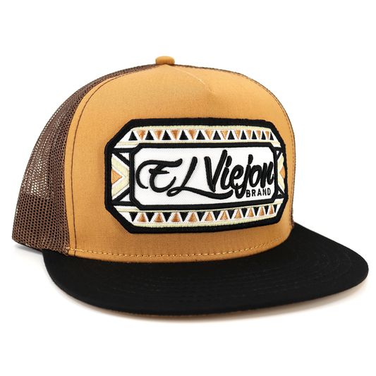 Azteca Black/Caramel/Brown flat visor hat / gorra de visera plana