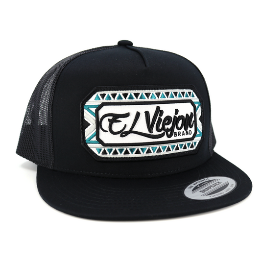 Azteca Black flat visor hat / gorra de visera plana