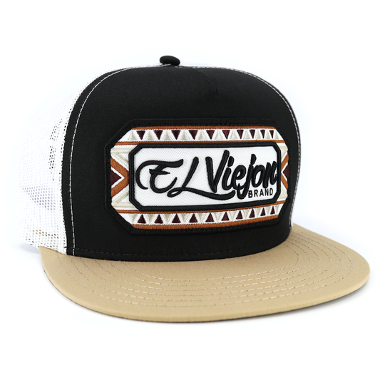 Azteca Khaki/Black/White flat visor hat / gorra de visera plana