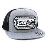 Azteca Heather/Black flat visor hat / gorra de visera plana