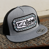 Azteca Heather/Black flat visor hat / gorra de visera plana