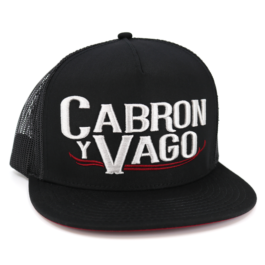 Cabron Y Vago Black flat visor hat (silver logo)