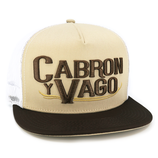 Cabron Y Vago Brown/Khaki/White flat visor hat