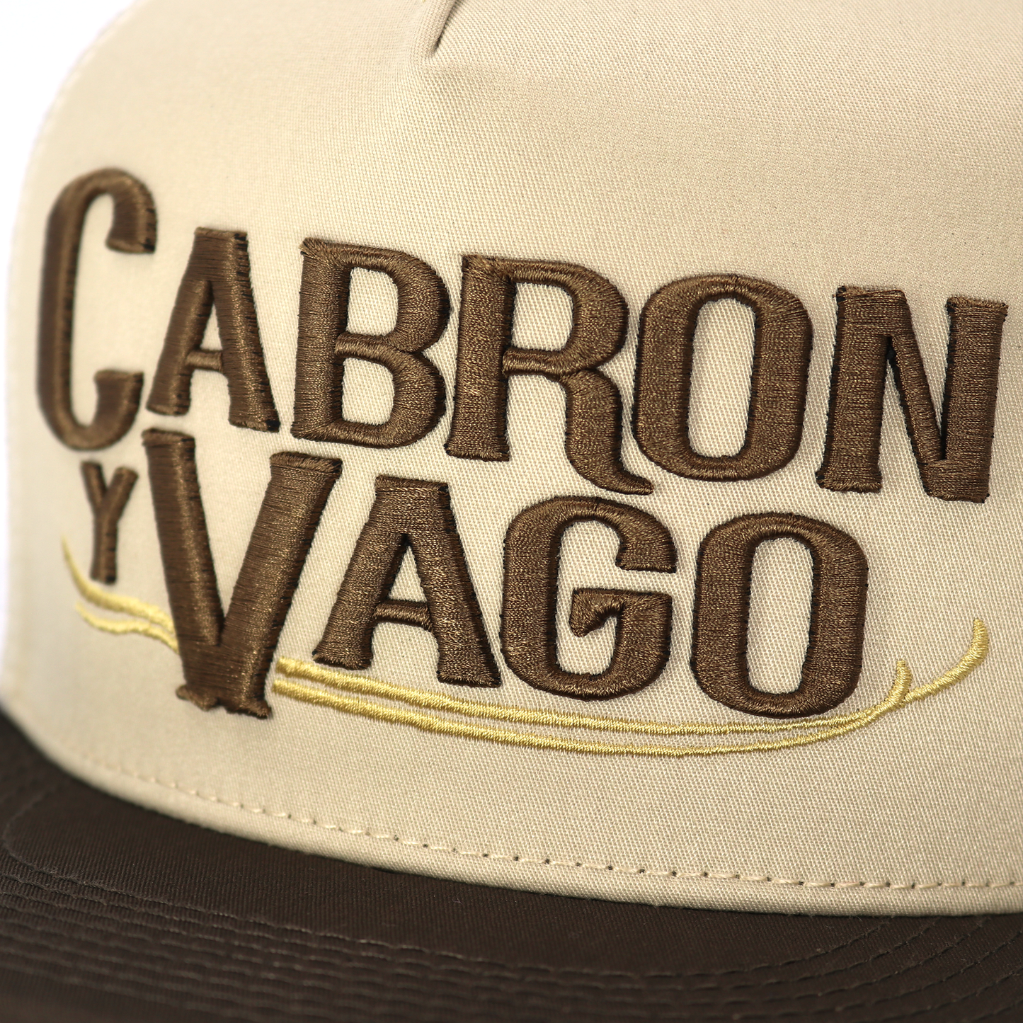 Cabron Y Vago Brown/Khaki/White flat visor hat