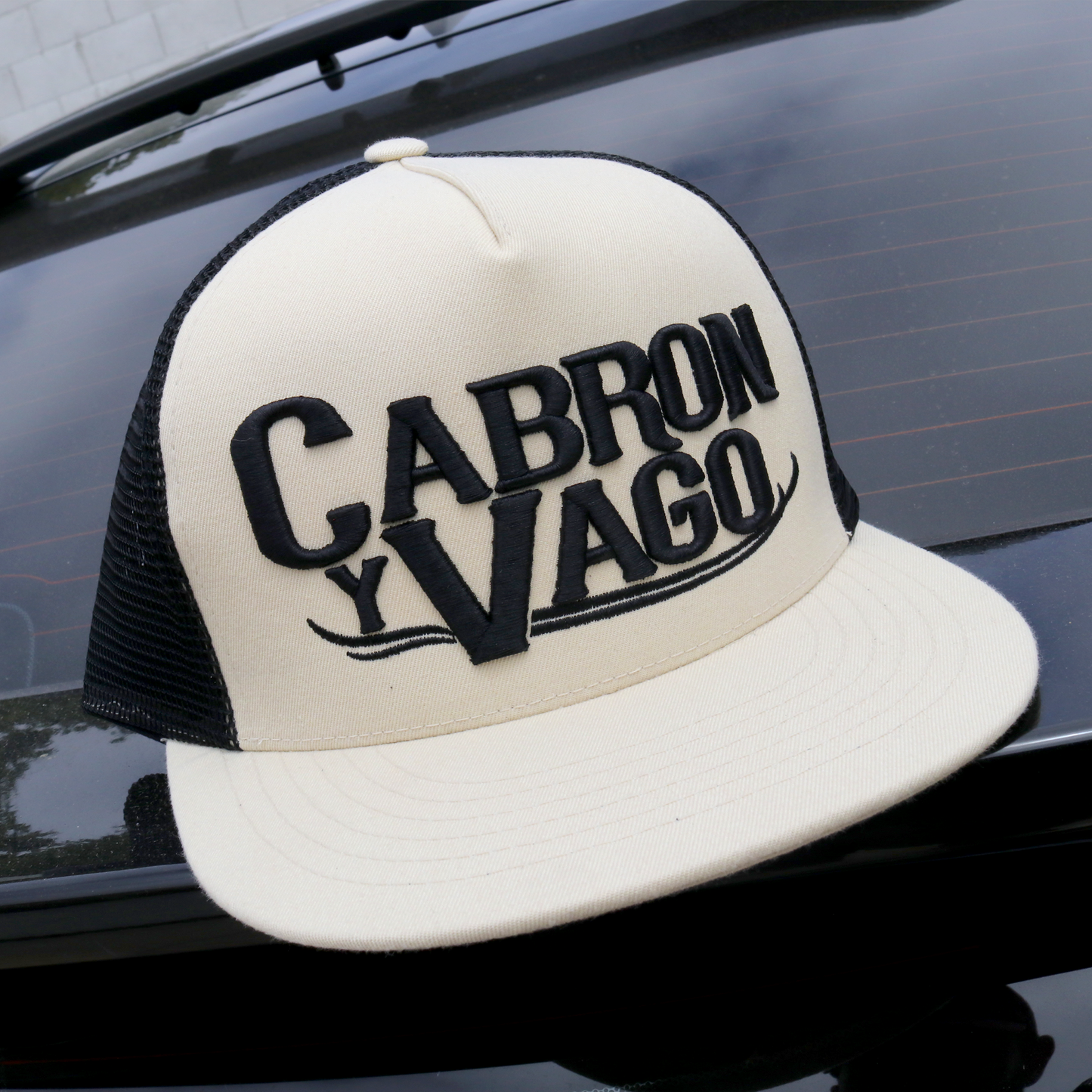 Cabron Y Vago Sand/Black flat visor hat / gorra de visera plana