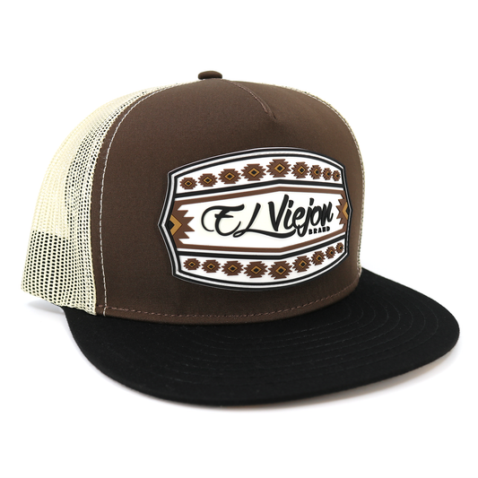 Comanche Black/Brown/Tan flat visor hat / gorra de visera plana